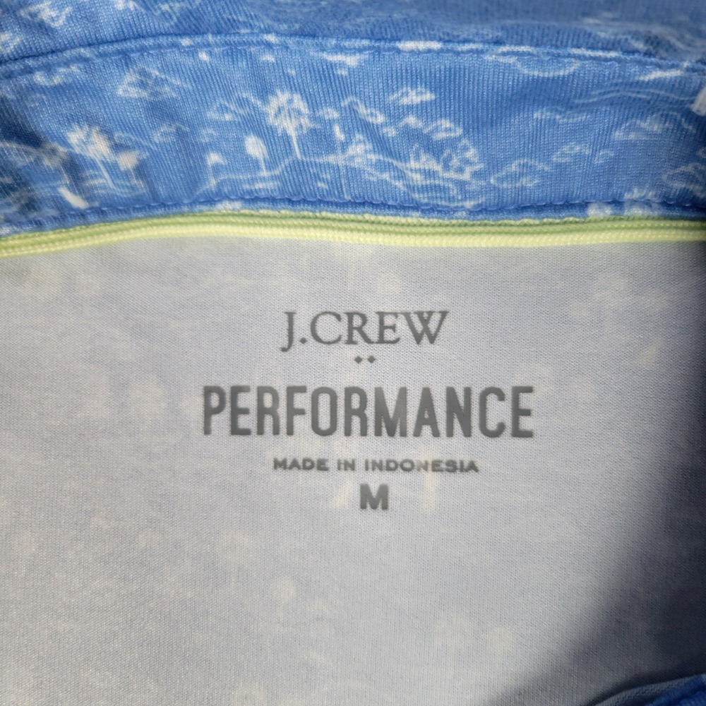 J.Crew Performance Polo Mens Size M Blue Golf Course Palm Tree Print Stretch - Picture 6 of 9